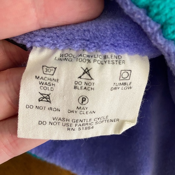 Vtg Patagonia Adult Beanie Green Multi Knit Fleece Geometric Wool Blend 80s 90s - Picture 6 of 9